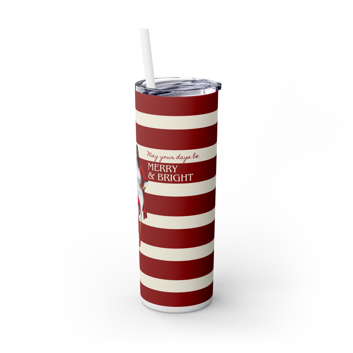 Crimson and Cream Soror Gift Tumbler | 20 oz. Skinny Tumbler with Straw
