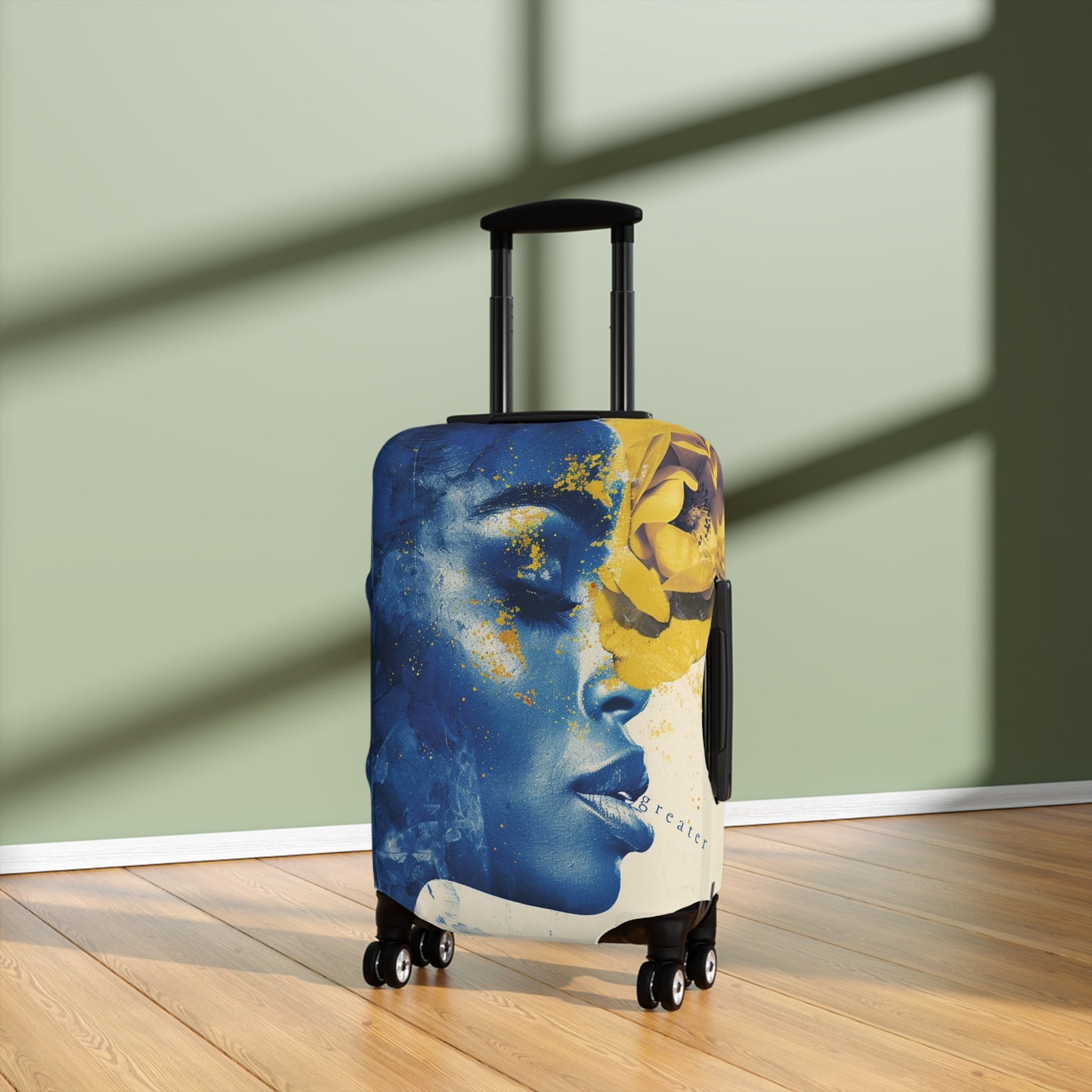 Yellow Rose Blue Face Luggage Cover | Suitcase Cover | Soror Gift 21x14