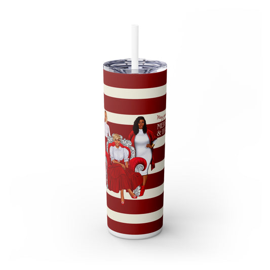 Crimson and Cream Soror Gift Tumbler | 20 oz. Skinny Tumbler with Straw