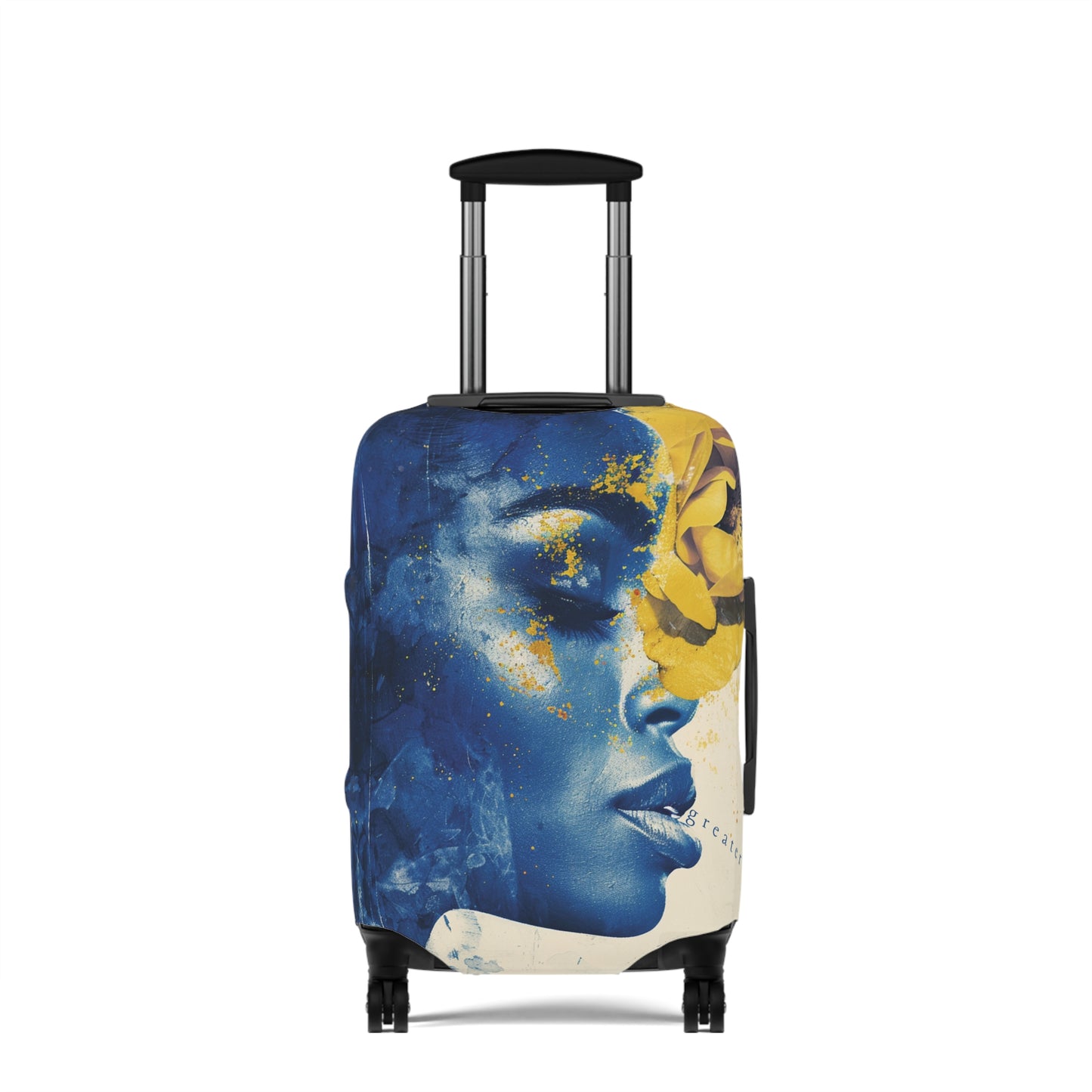 Yellow Rose Blue Face Luggage Cover | Suitcase Cover | Soror Gift 21x14